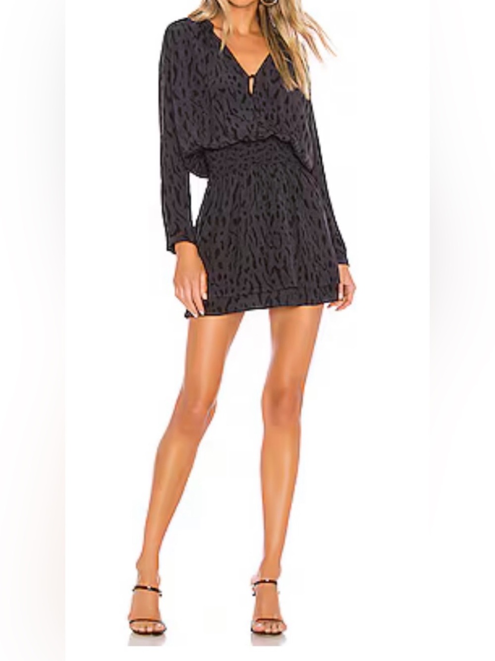 Rails Jasmine Ash Cheetah Color Leopard Print Long-Sleeve Mini Dress